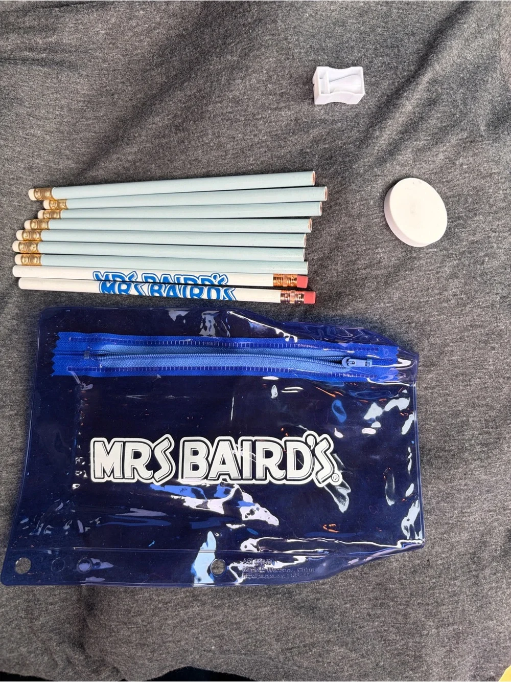 MRS BAIRD'S Clear Navy Vinyl Pouch with Logo